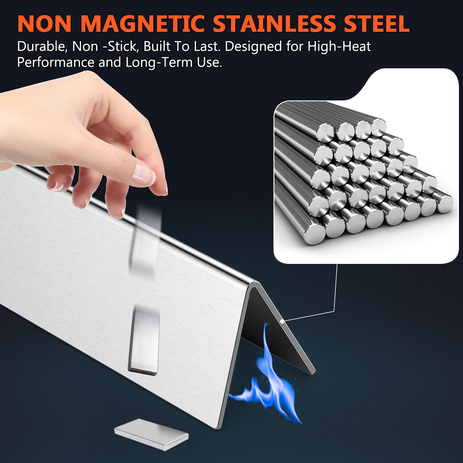 Stainless Steel Flavorizer Bars set with dimensions