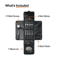 Stainless steel mini roasting sticks with rests for Mesa