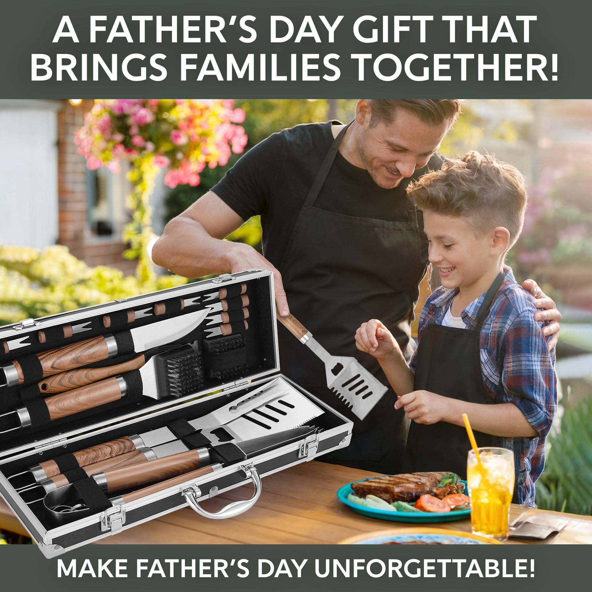 Stainless steel tongs and fork from Kaluns grilling set