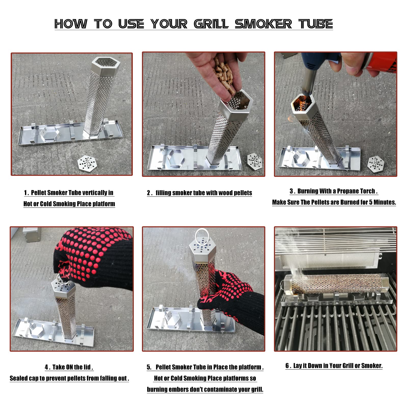 Stainless steel tray catching pellet ash from smoker tube