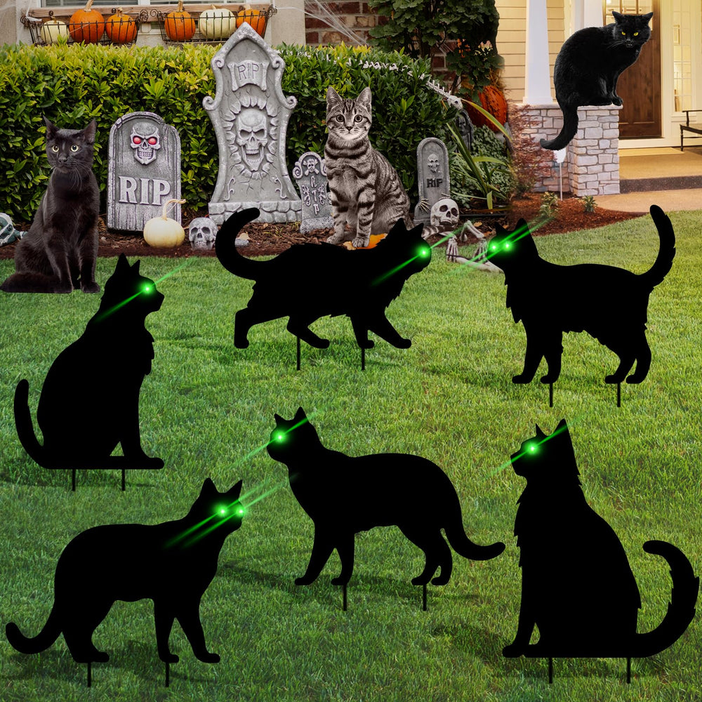 Stakes included with sewrung black cat yard signs
