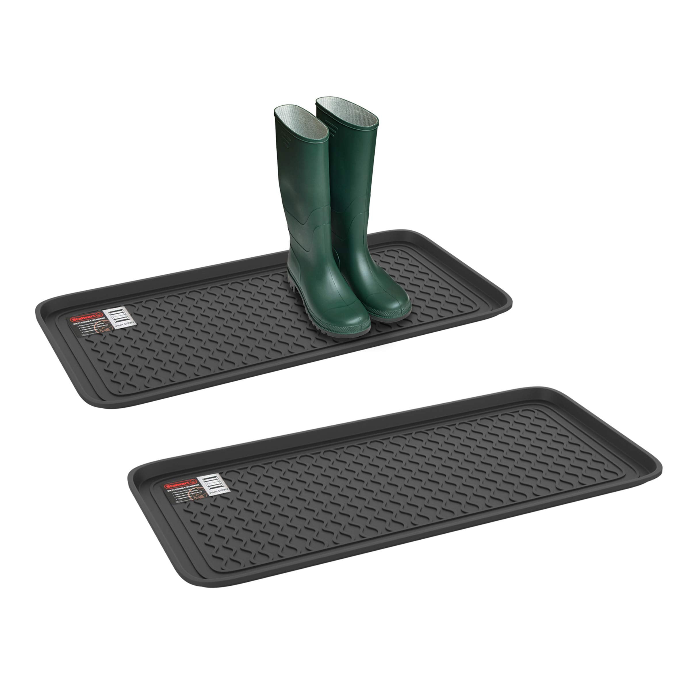 Stalwart Boot Tray Set of 2 showing large black trays