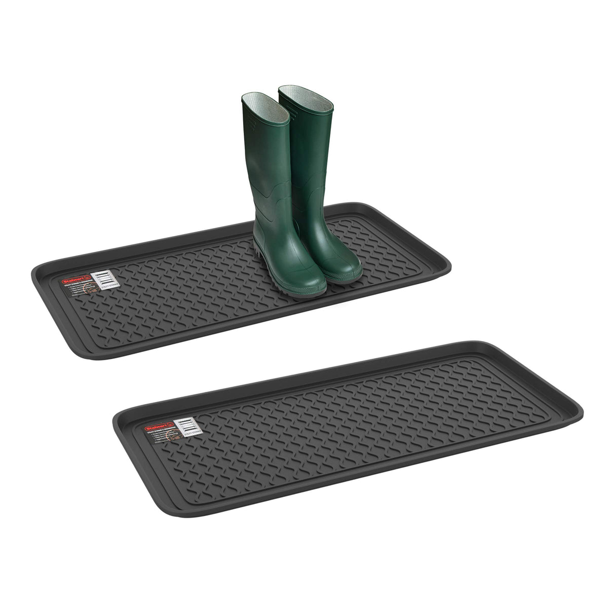 Stalwart Boot Tray Set of 2 showing large black trays