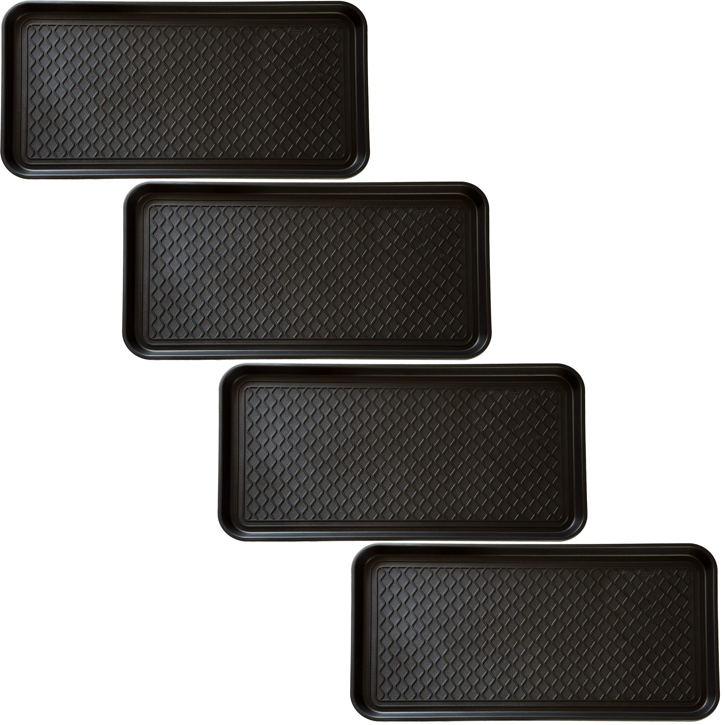 Stalwart Boot Tray Set of 4, black plastic trays front view