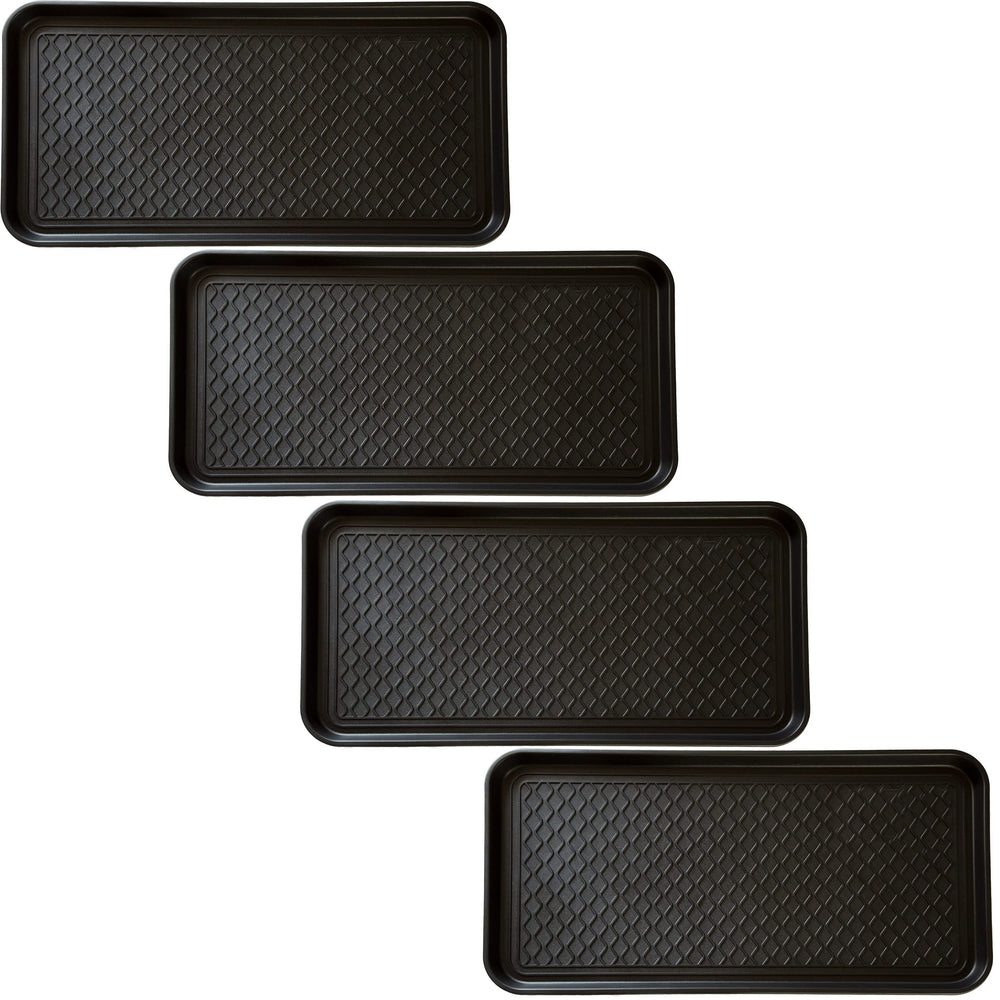 Stalwart Boot Tray Set of 4, black plastic trays front view