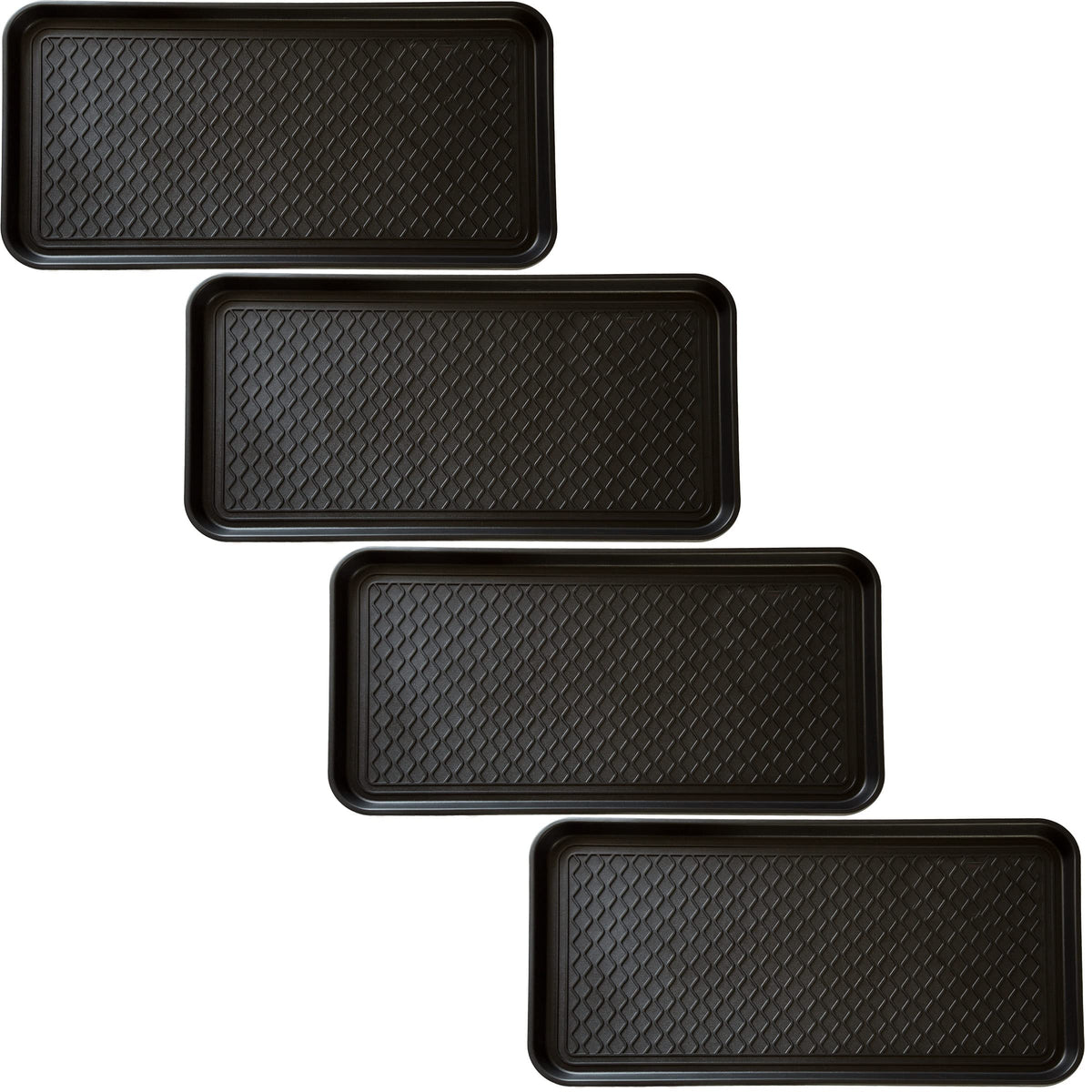 Stalwart Boot Tray Set of 4, black plastic trays front view