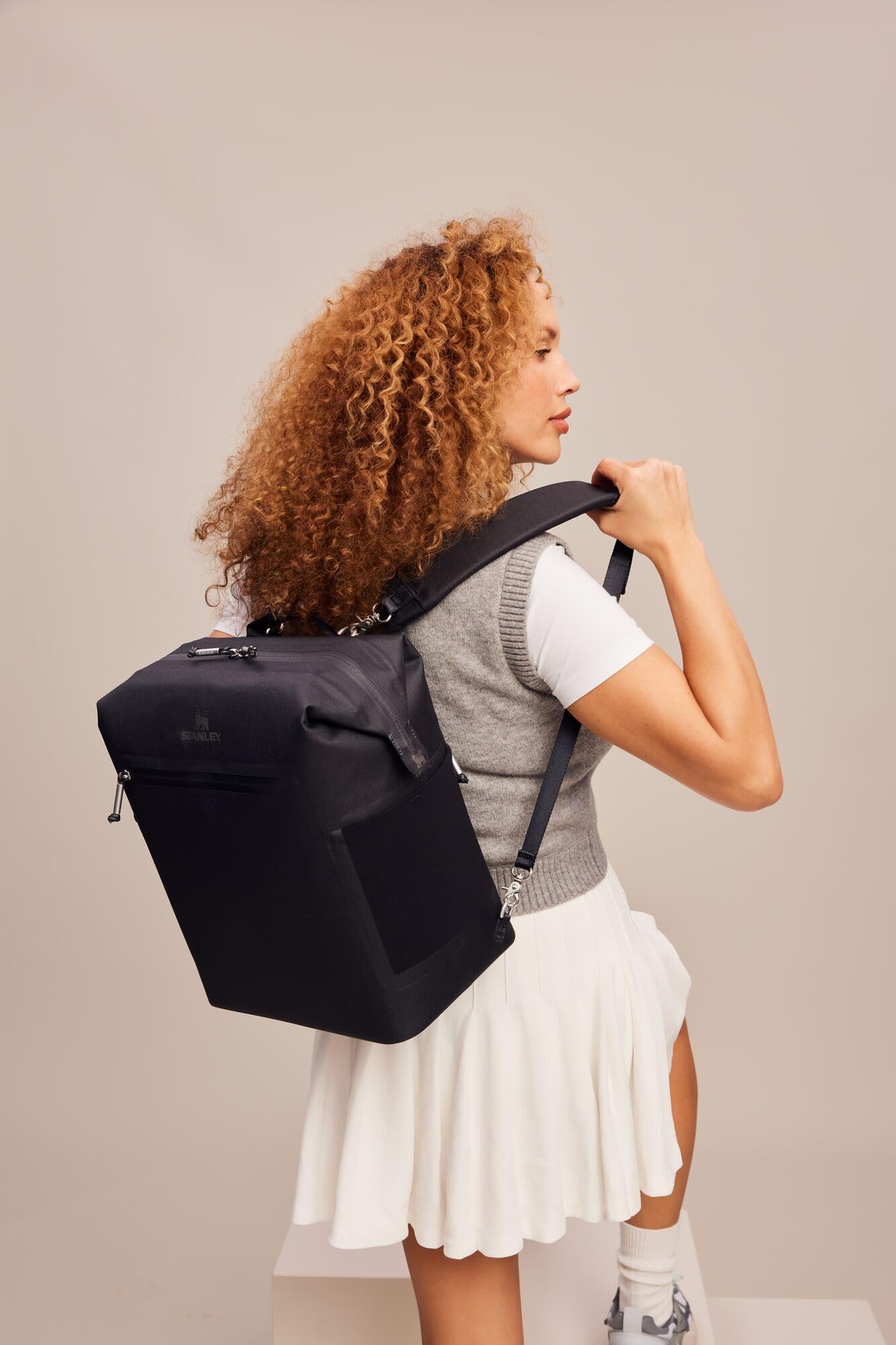 STANLEY Madeleine Soft Cooler Backpack showcasing its winged bear snap-lock closure