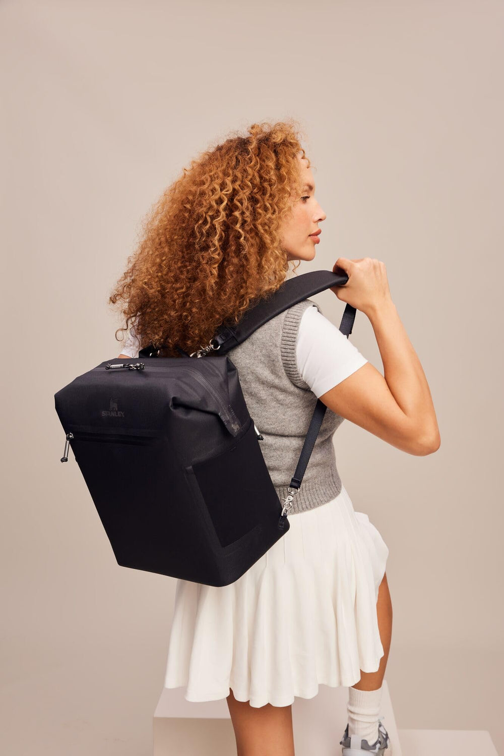 STANLEY Madeleine Soft Cooler Backpack showcasing its winged bear snap-lock closure