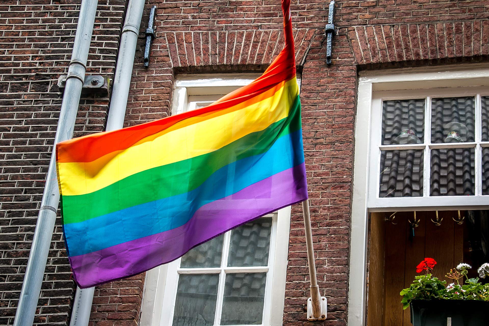 Staont Rainbow Flag 3x5ft hanging outdoors