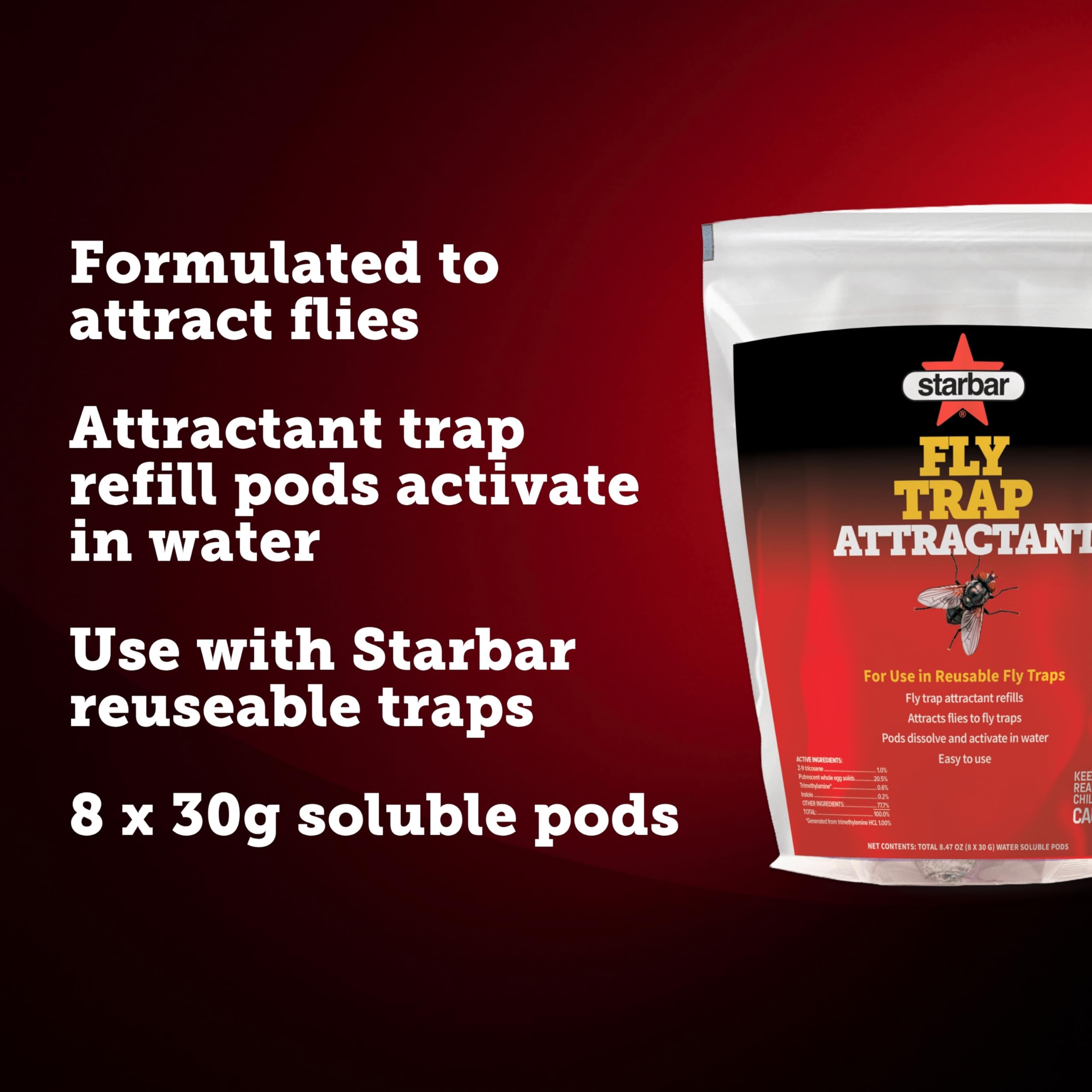 Starbar Fly Trap Attractant pods packaging with product details