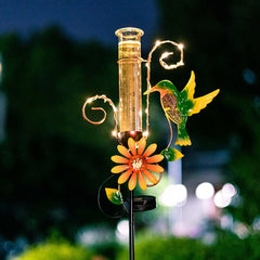 Stargarden Hummingbird Rain Gauge installed in garden