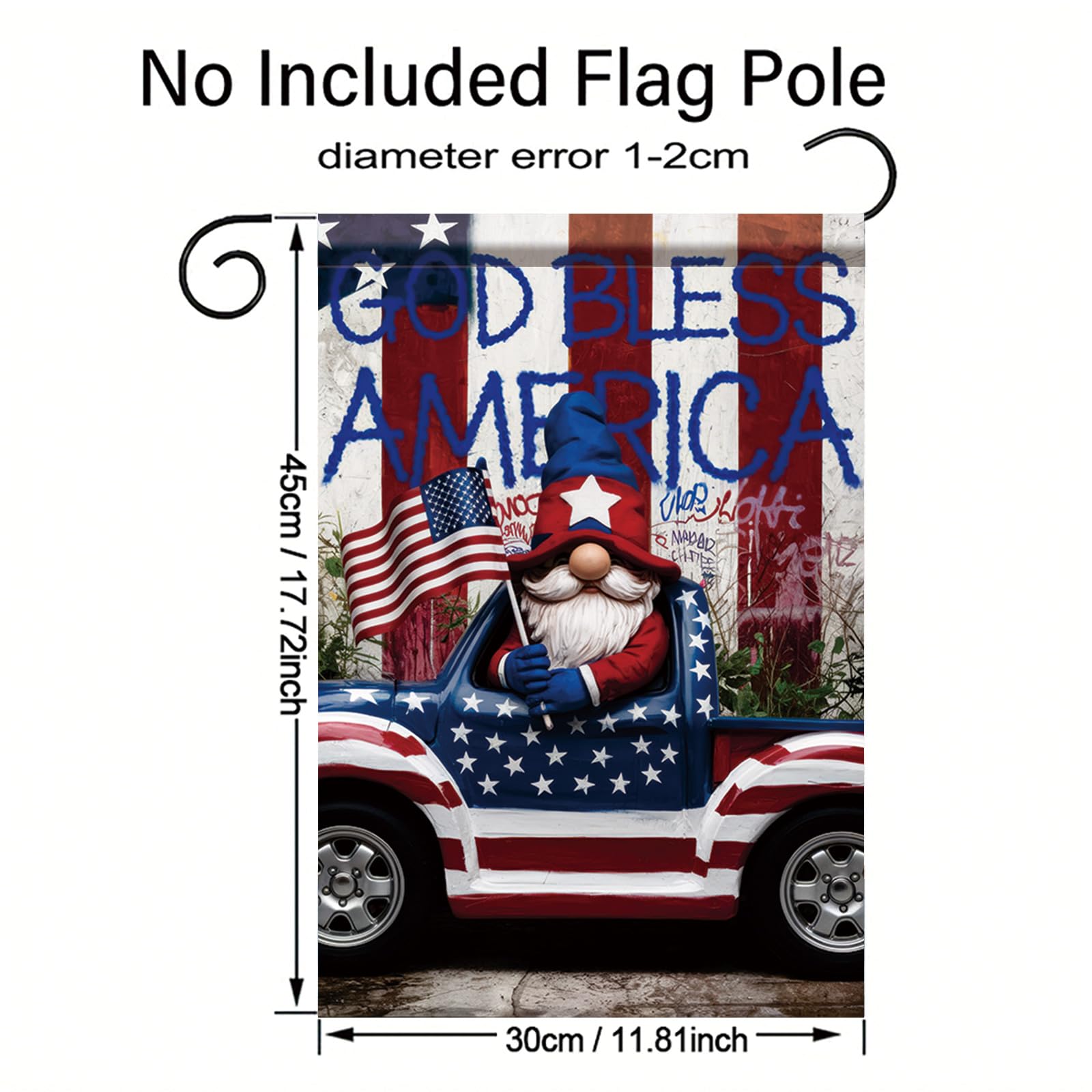Starlit Patio God Bless America Garden Flag displayed with flowers