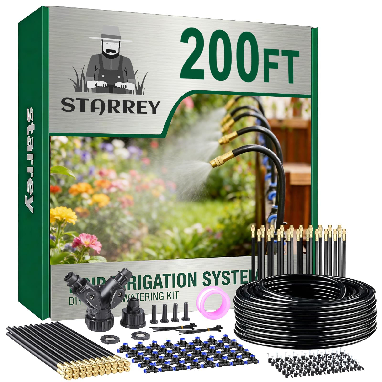 STARREY Drip Irrigation System 200FT tubing and nozzles