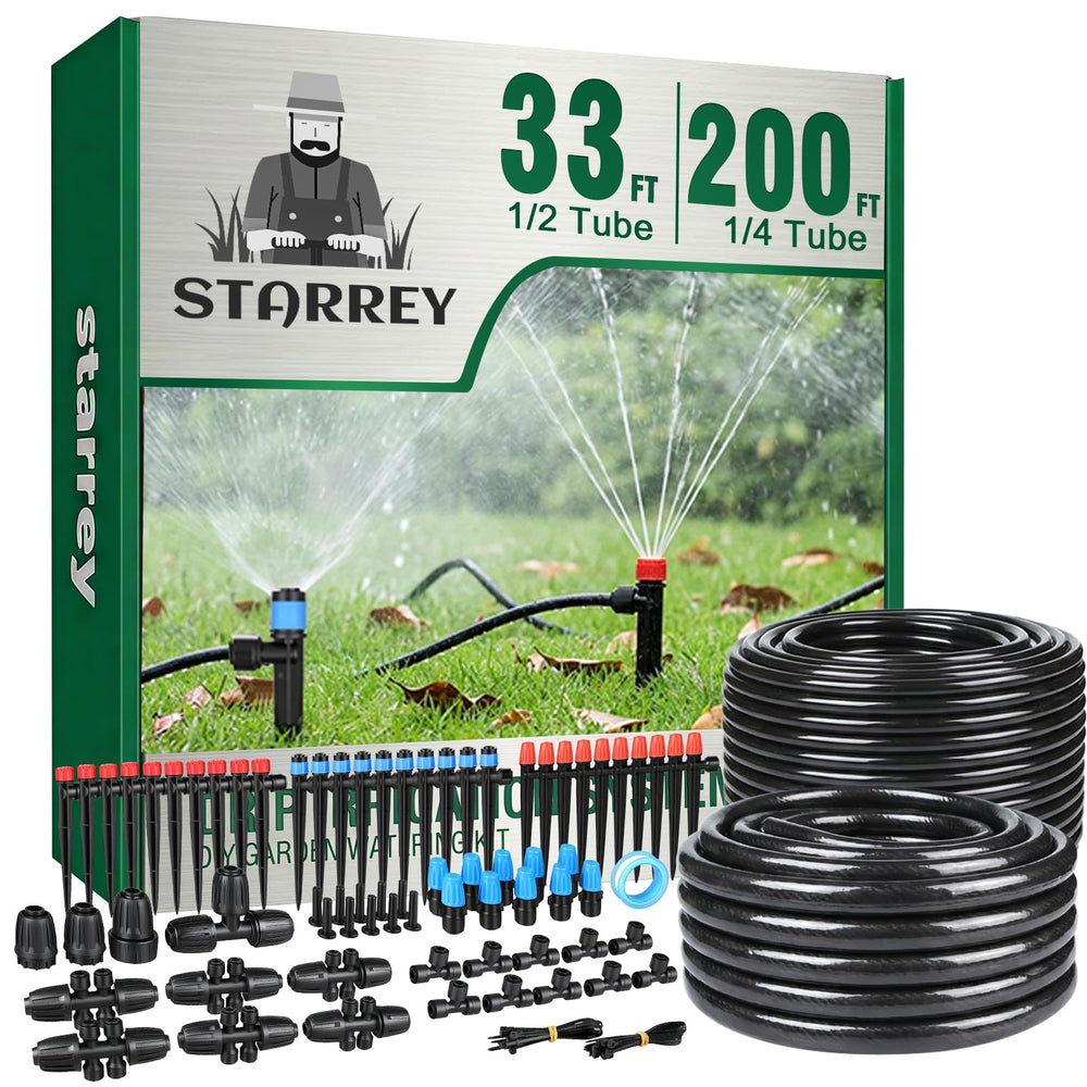 STARREY Drip Irrigation System 233FT main line and fittings
