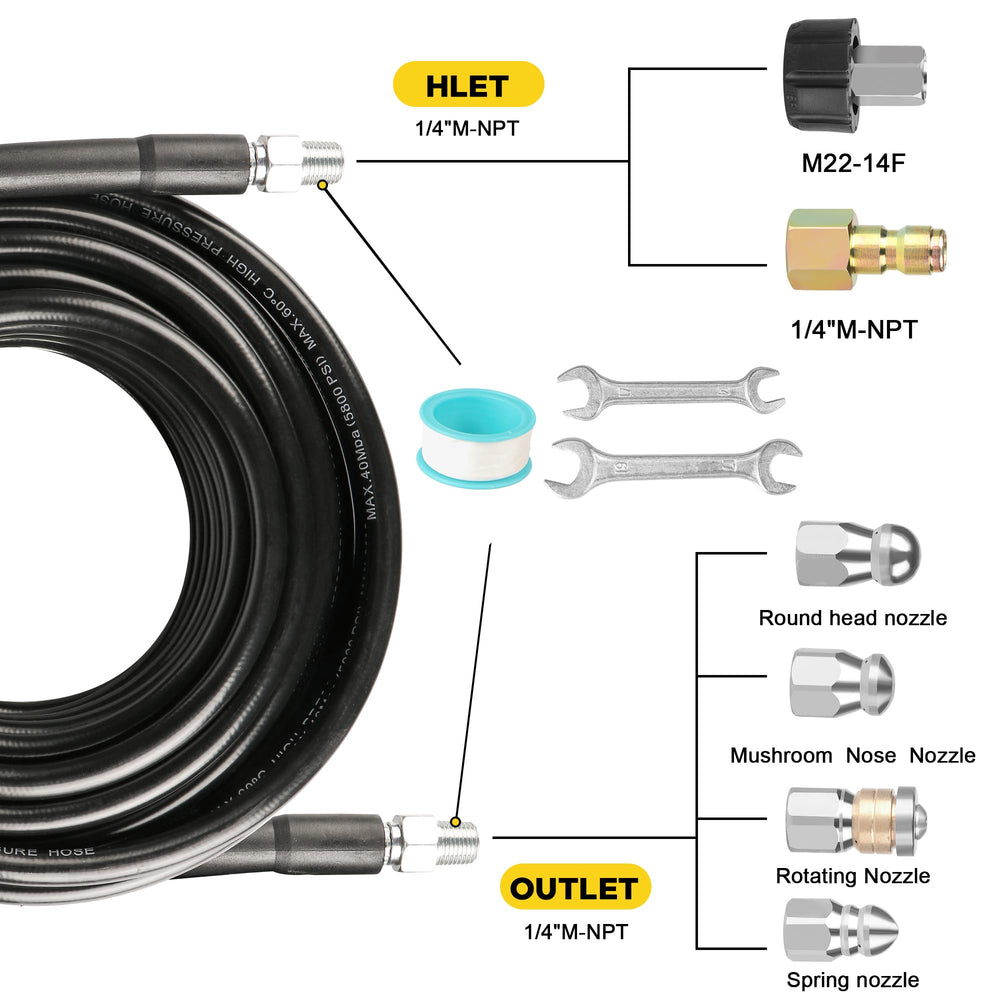 STARREY Sewer Jetter Kit pressure washer adapter and tools