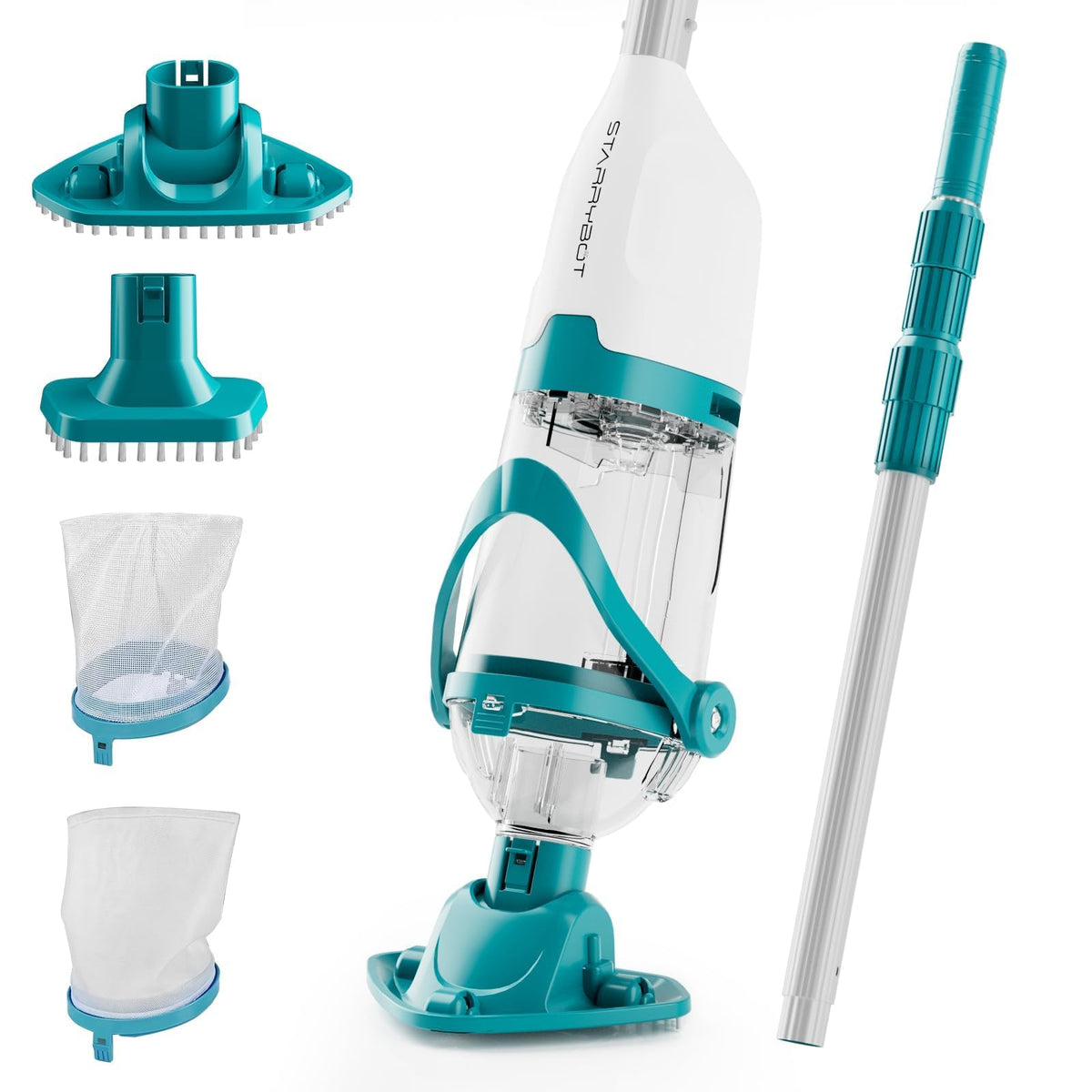 STARRYBOT Hot Tub Vacuum front view with adjustable pole