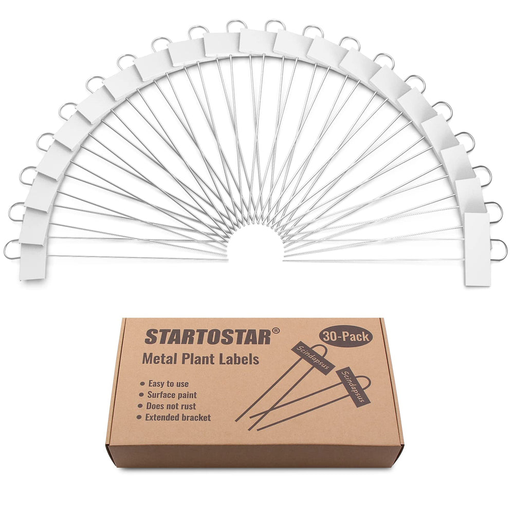 STARTOSTAR metal plant labels displayed outdoors
