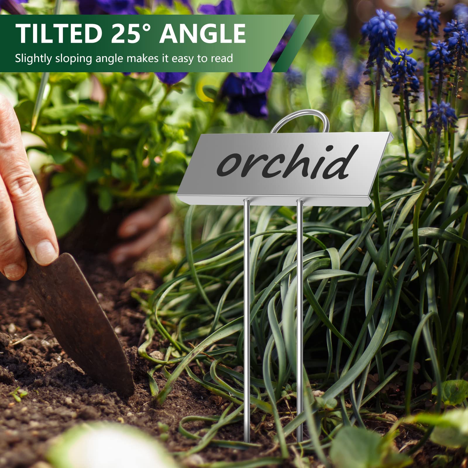 STARTOSTAR metal plant labels in a garden setting