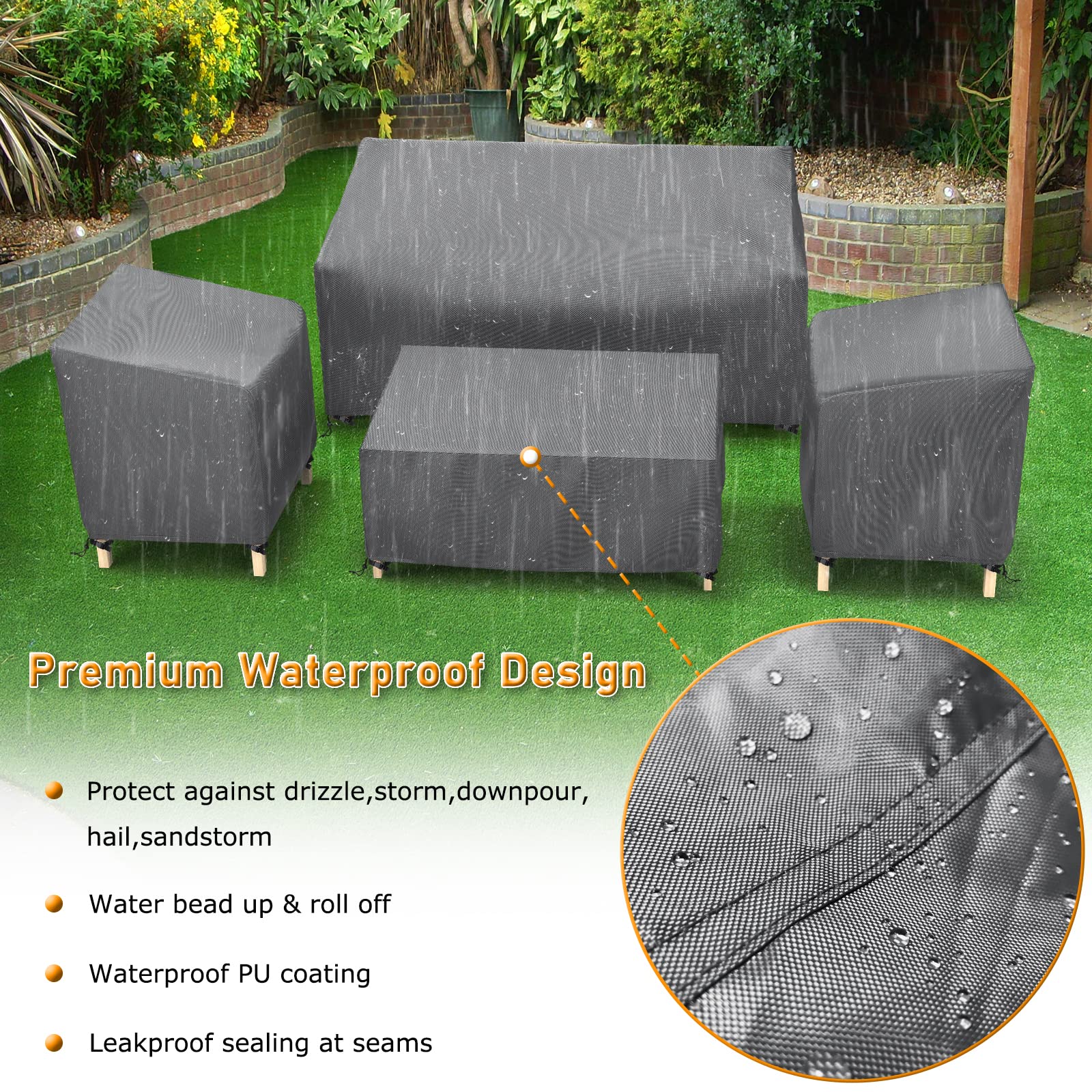STARTWO 4-piece furniture cover set in grey