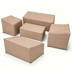 STARTWO 5-piece outdoor furniture cover set, brown, front view