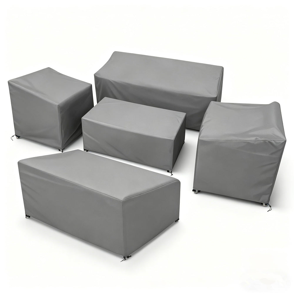STARTWO 5 Piece Outdoor Furniture Cover Set Grey front view