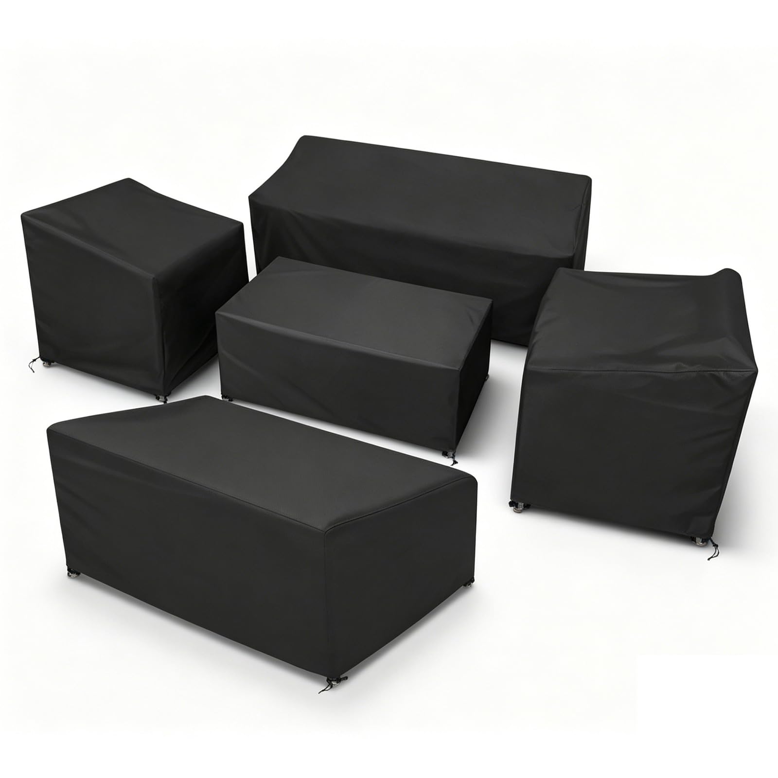 STARTWO 5 Piece Patio Furniture Cover Set in black, front view