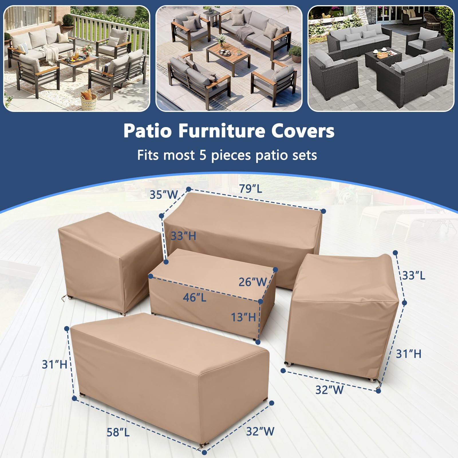 STARTWO loveseat cover from the 5-piece set, brown