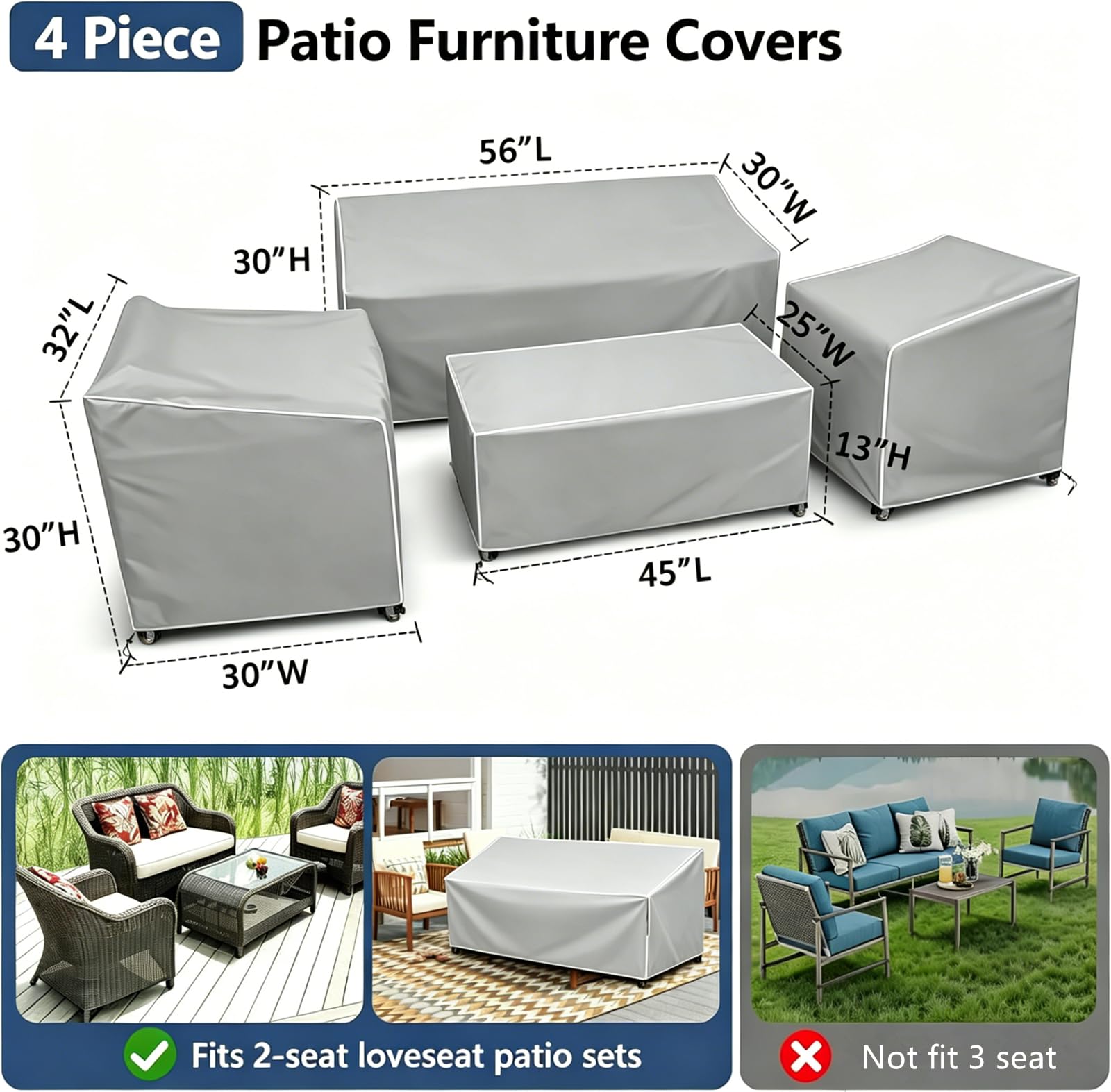 STARTWO loveseat cover in grey, suitable for outdoor use