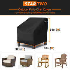 STARTWO patio chair cover side view, black