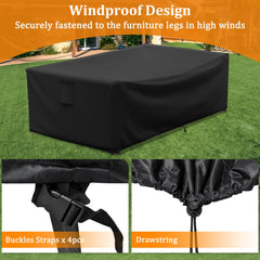 STARTWO Patio Furniture Cover black, placed on a coffee table
