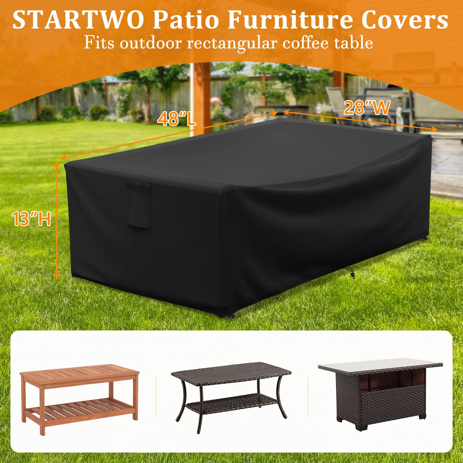 STARTWO Patio Furniture Cover black, side view