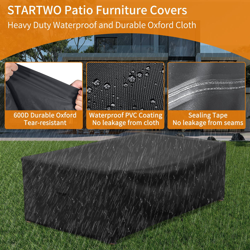 STARTWO Patio Furniture Cover black with buckle straps