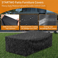 STARTWO Patio Furniture Cover black with buckle straps