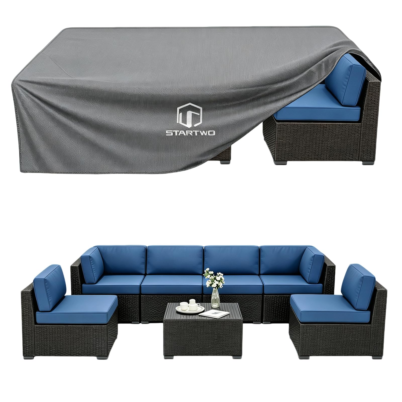 STARTWO patio furniture cover grey front view