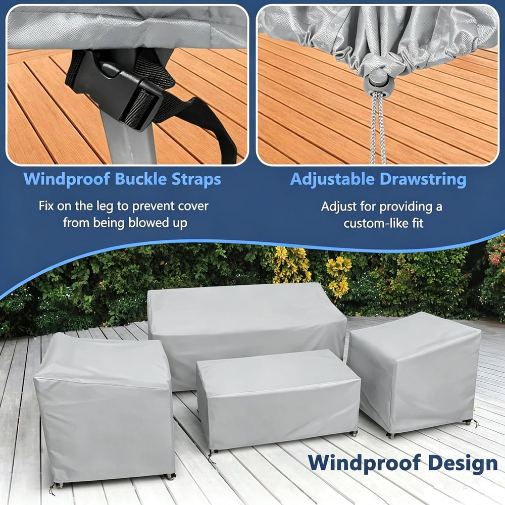 STARTWO patio furniture cover showing buckles for secure fit