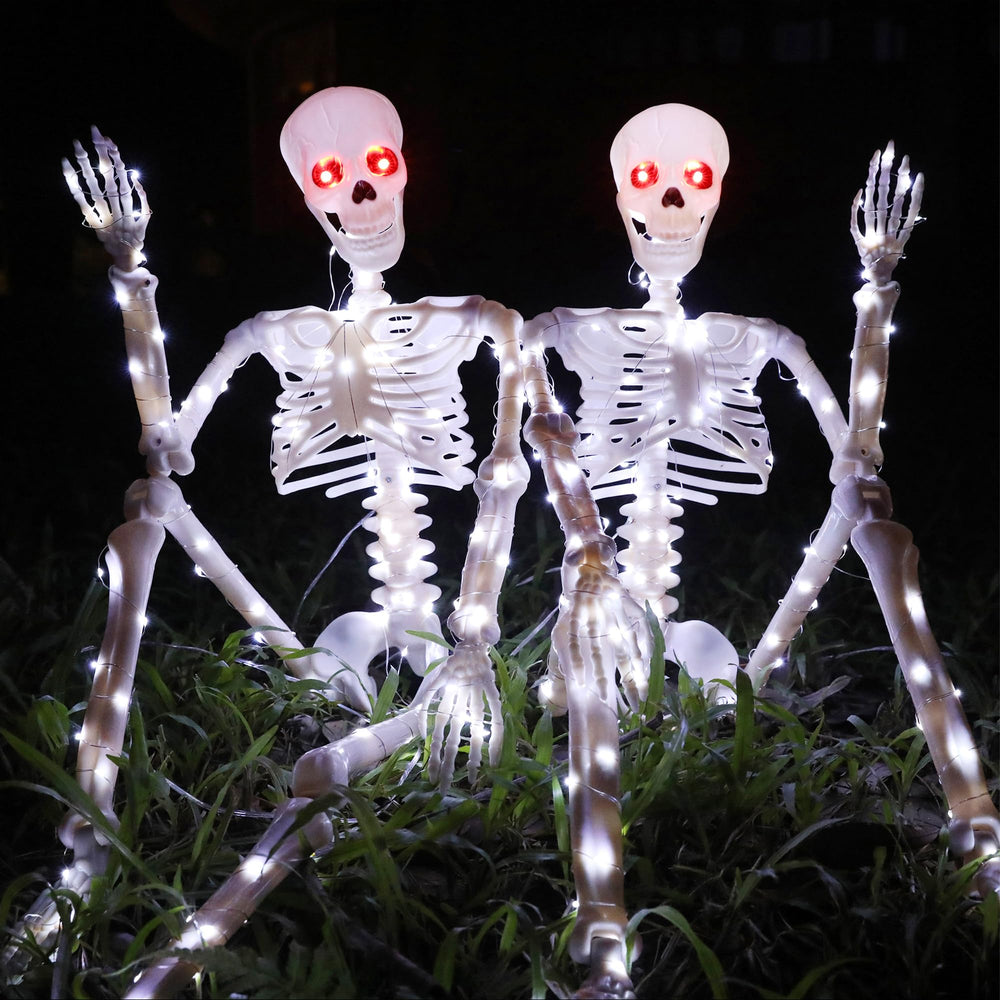 Starweeks Halloween skeleton set, 36-inch white skeletons with LED lights