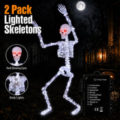 Starweeks skeletons hanging from a tree, illuminated at night