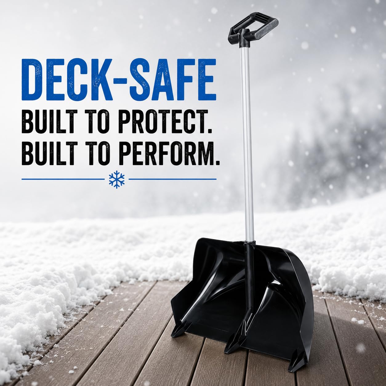 Stay+Safe Tools Snow Shovel side view showing adjustable handle
