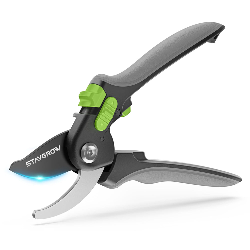 STAYGROW 8.5" pruning shears front view with stainless steel blades