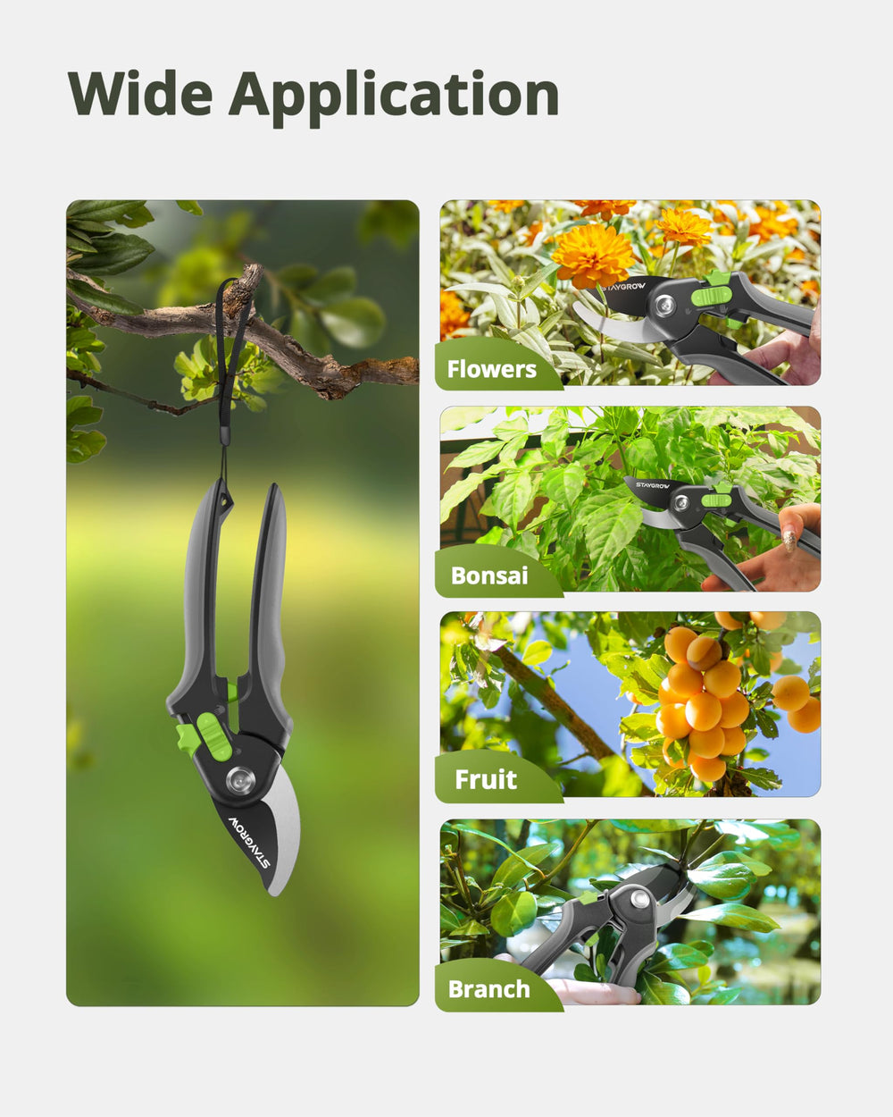 STAYGROW pruning shears showing SK5 blade detail