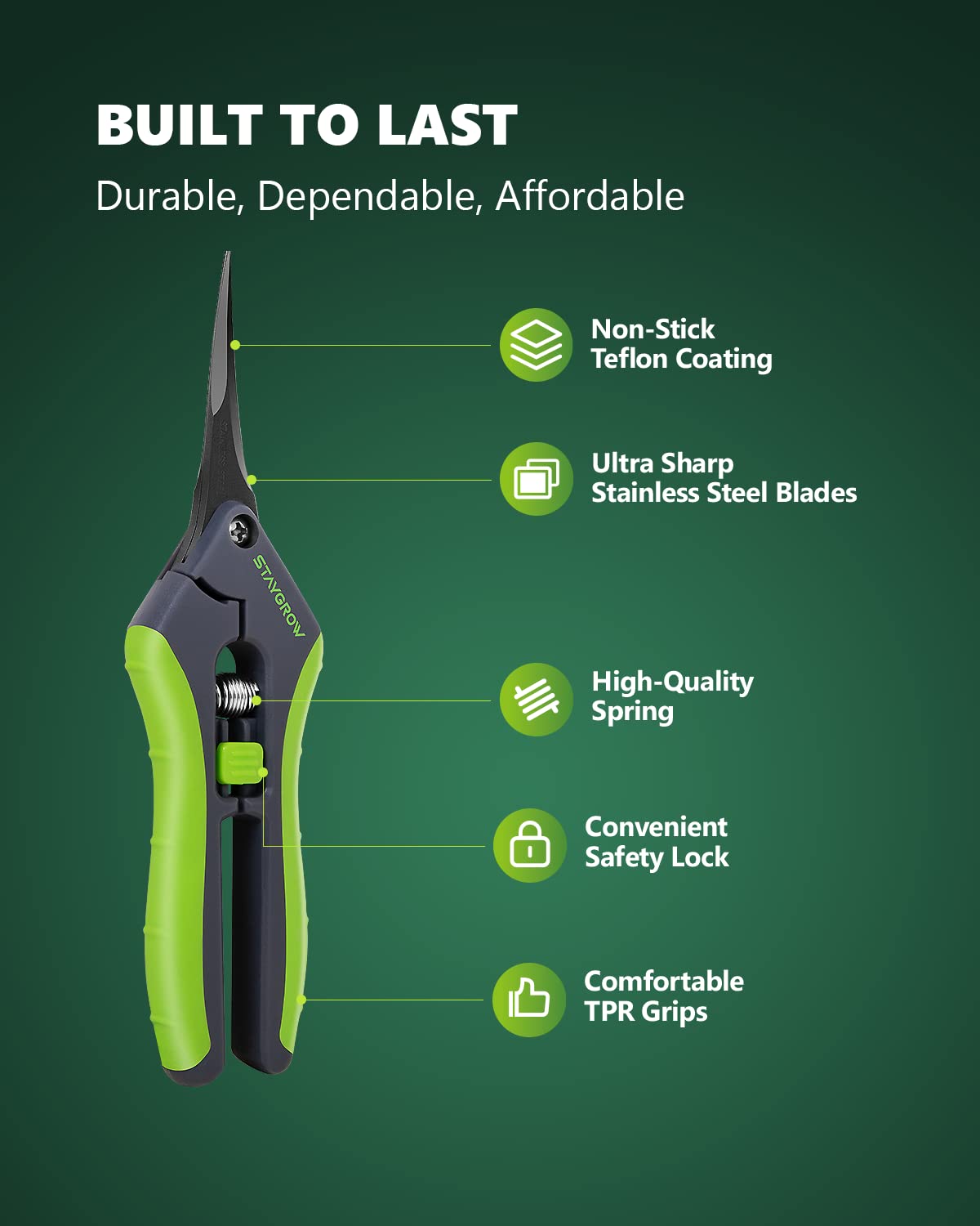 STAYGROW pruning shears side view with locking mechanism