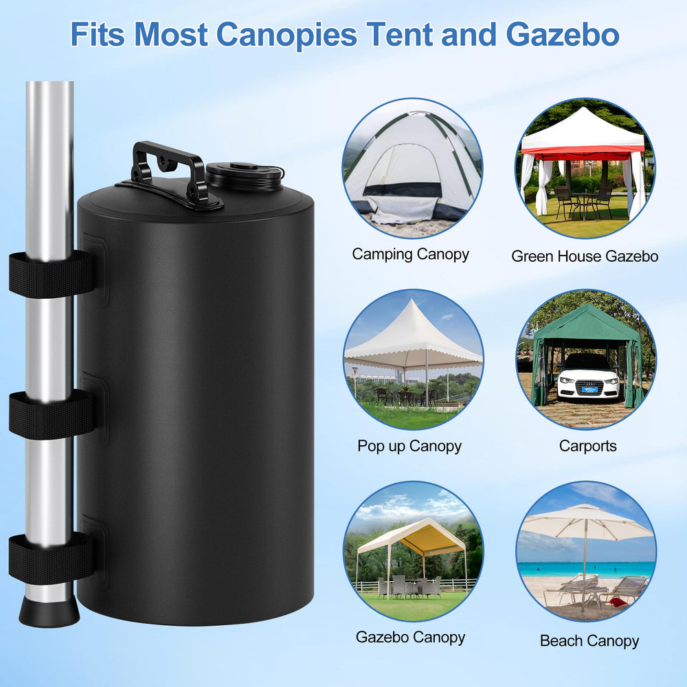Stdserendi canopy weight bag secured to tent leg