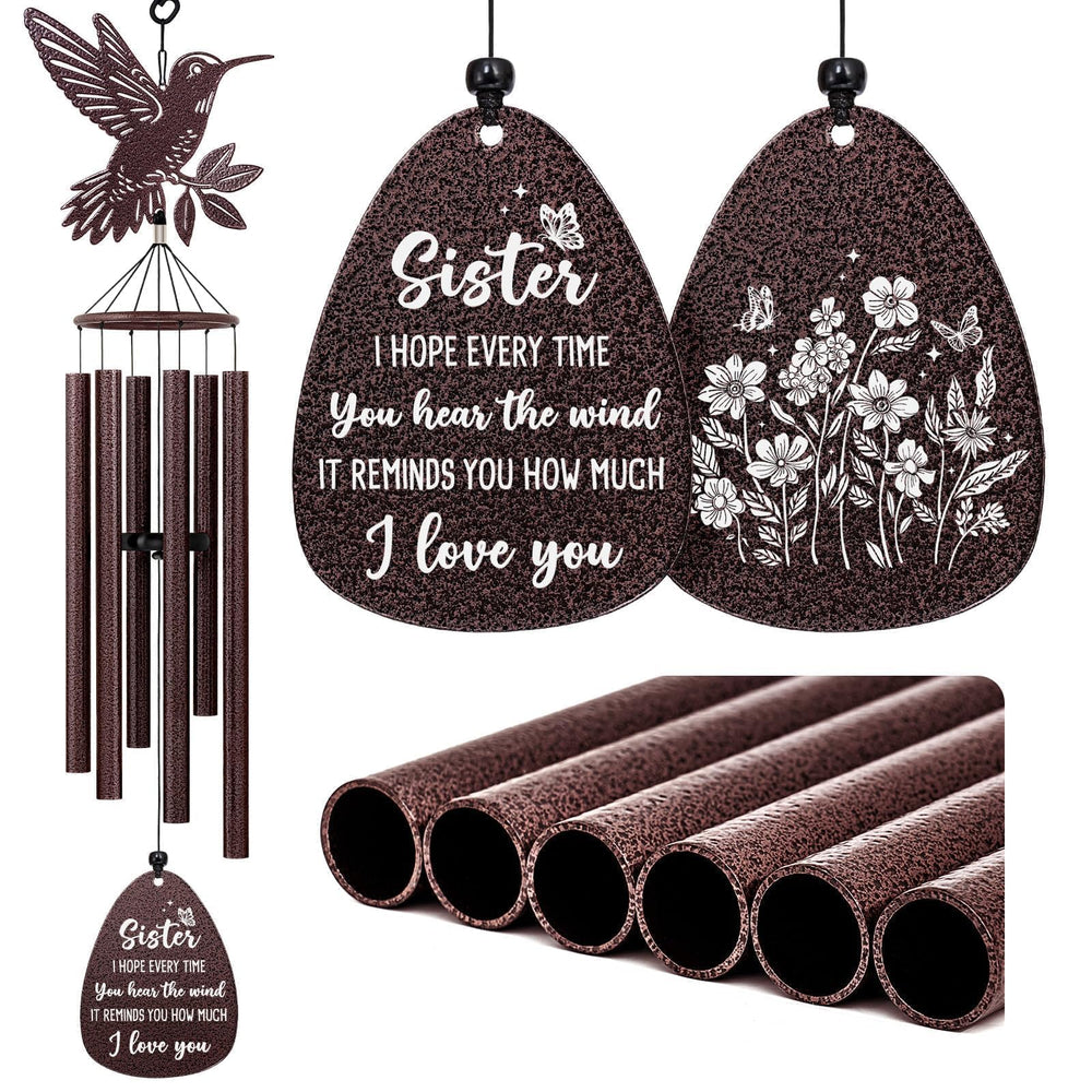 SteadStyle Sister Wind Chime front view with floral design