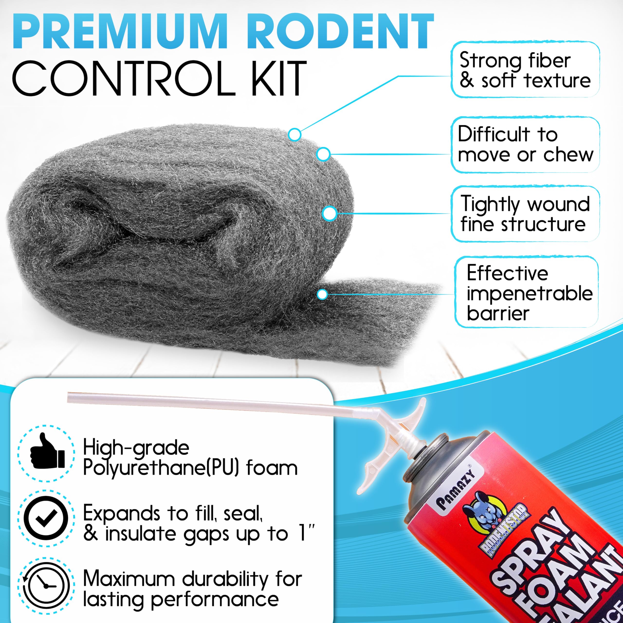Steel wool and foam used together to seal a large hole