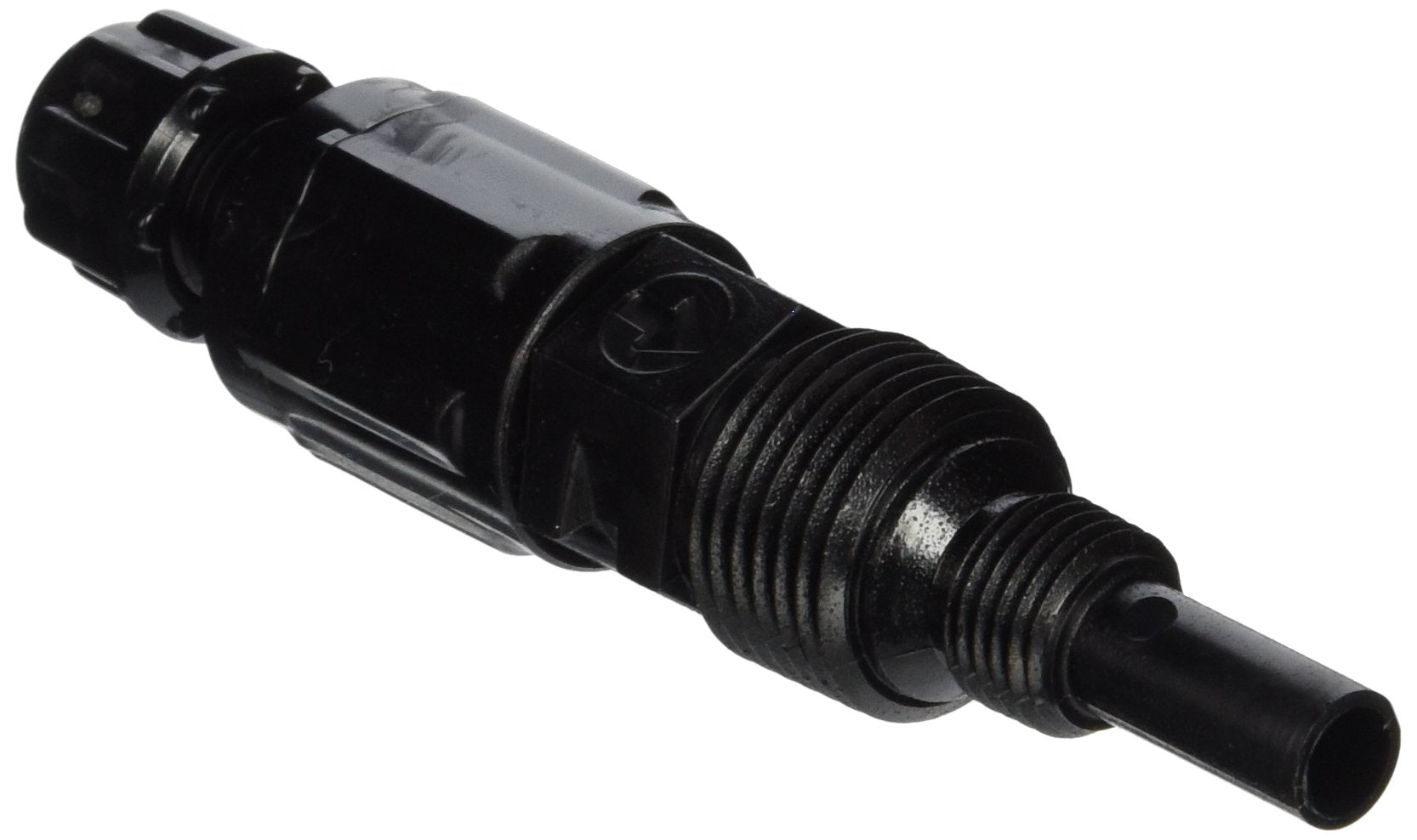 Stenner Pump Injection Check Valve 1/4-Inch black stainless steel front view
