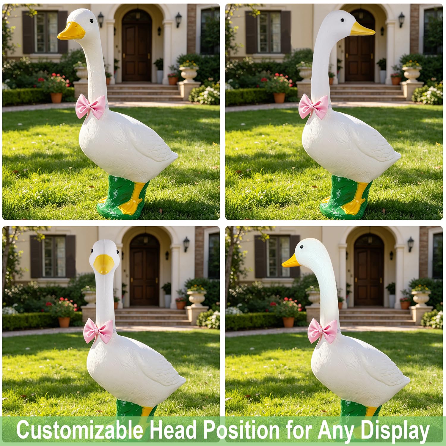 Stentec Goose Garden Statue side view with adjustable head