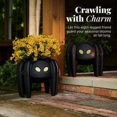 Step2 Spooky Spider Planter side view with fall mums