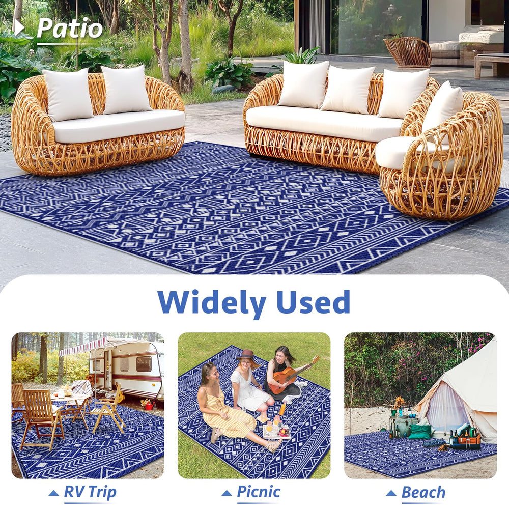 StepLively outdoor rug blue with cleaning hose