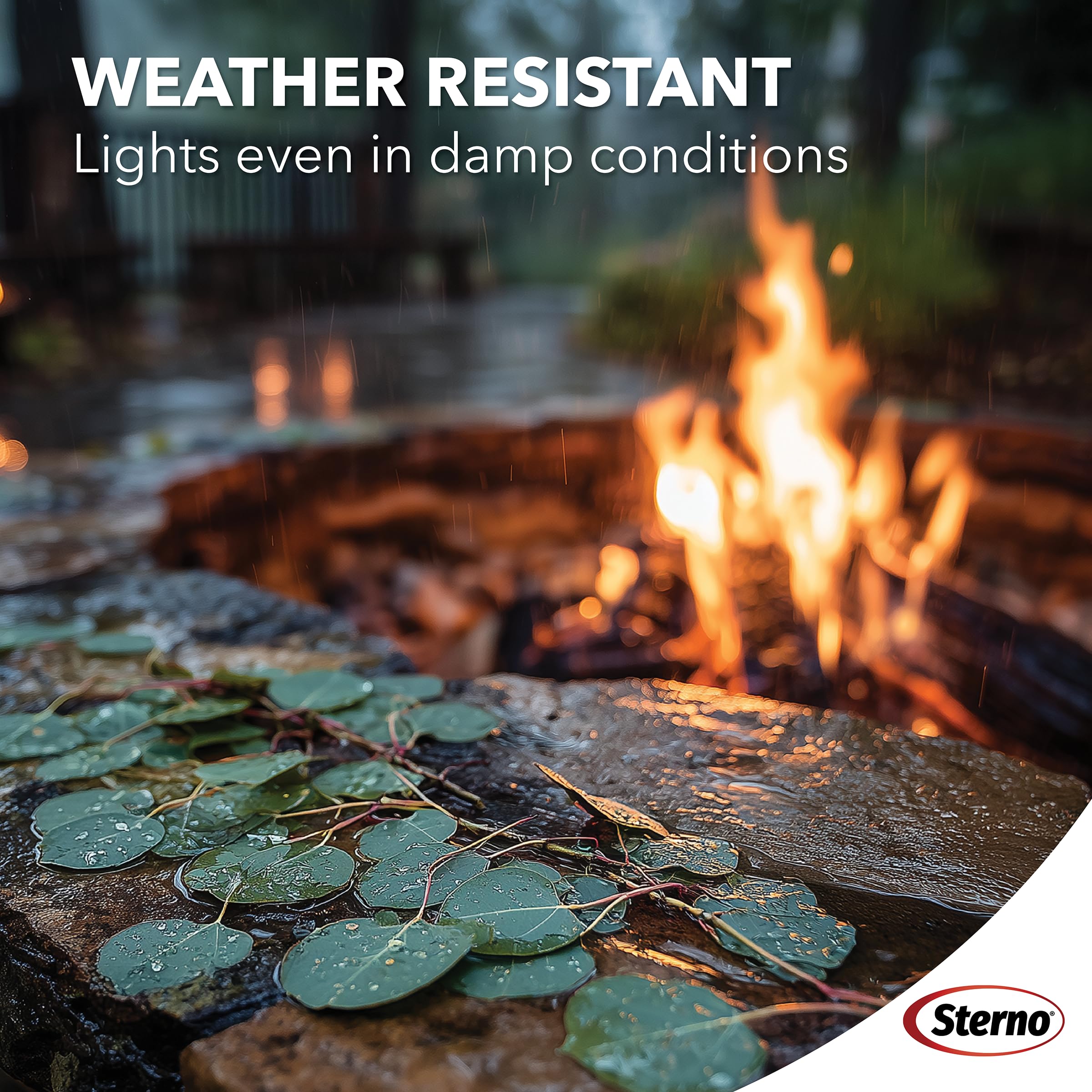Sterno Instant Fire Starter Squares used in a fireplace