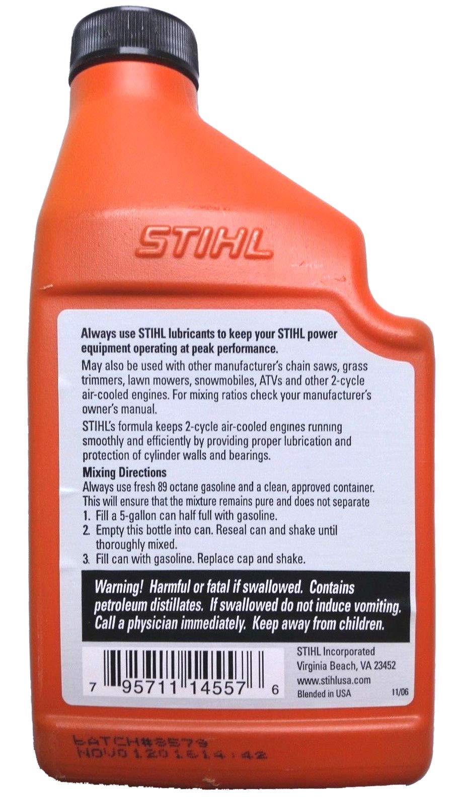 Stihl 12.8 oz High Performance 2-Cycle Engine Oil pack of six